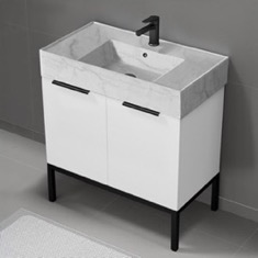 Modern Bathroom Vanity, 32 inch, Marble Style Sink, Free Standing